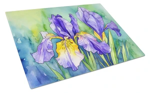 NEW Tennessee Iris in Watercolor Glass Cutting Board Decorative Tempered Glass Kitchen Cutting and Serving Board Large Size Chop NEW Tennessee Iris in Watercolor Glass Cutting Board Decorative Tempered Glass Kitchen Cutting and Serving Board Large Size Chop
