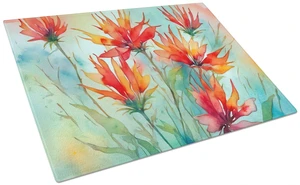 NEW Wyoming Indian Paintbrush in Watercolor Glass Cutting Board Decorative Tempered Glass Kitchen Cutting and Serving Board Larg