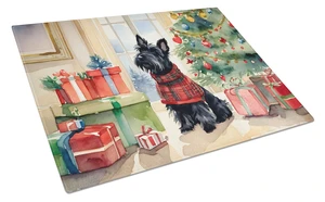 NEW Scottish Terrier Cozy Christmas Glass Cutting Board Decorative Tempered Glass Kitchen Cutting and Serving Board Large Size C