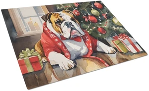 NEW English Bulldog Cozy Christmas Glass Cutting Board Decorative Tempered Glass Kitchen Cutting and Serving Board Large Size Ch NEW English Bulldog Cozy Christmas Glass Cutting Board Decorative Tempered Glass Kitchen Cutting and Serving Board Large Size Ch