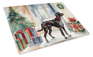 German Shorthaired Pointer Cozy Christmas Glass Cutting Board Decorative Tempered Glass Kitchen Cutting and Serving Board Large