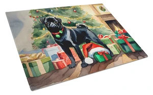NEW Pug Cozy Christmas Glass Cutting Board Decorative Tempered Glass Kitchen Cutting and Serving Board Large Size Chopping Board