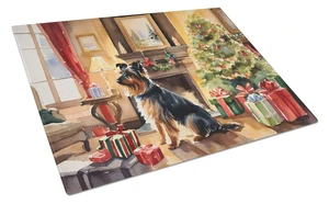 NEW Australian Terrier Cozy Christmas Glass Cutting Board Decorative Tempered Glass Kitchen Cutting and Serving Board Large Size