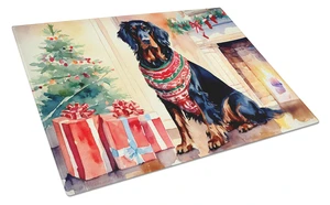 Gordon Setter Cozy Christmas Glass Cutting Board Decorative Tempered Glass Kitchen Cutting and Serving Board Large Size Chopping Gordon Setter Cozy Christmas Glass Cutting Board Decorative Tempered Glass Kitchen Cutting and Serving Board Large Size Chopping