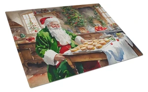 NEW Cookies with Santa Claus Father Christmas Glass Cutting Board Decorative Tempered Glass Kitchen Cutting and Serving Board La