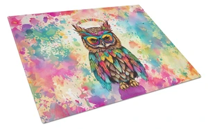 Hippie Animal Owl Glass Cutting Board Decorative Tempered Glass Kitchen Cutting and Serving Board Large Size Chopping Board