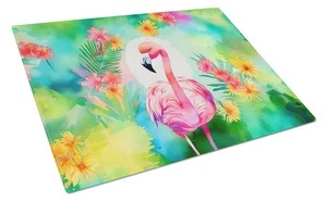 Hippie Animal Flamingo Glass Cutting Board Decorative Tempered Glass Kitchen Cutting and Serving Board Large Size Chopping Board