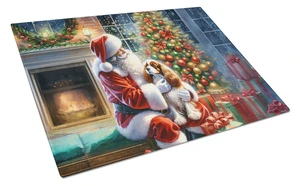 NEW Cavalier Spaniel and Santa Claus Glass Cutting Board Decorative Tempered Glass Kitchen Cutting and Serving Board Large Size NEW Cavalier Spaniel and Santa Claus Glass Cutting Board Decorative Tempered Glass Kitchen Cutting and Serving Board Large Size