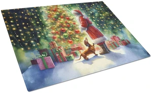 NEW Dachshund and Santa Claus Glass Cutting Board Decorative Tempered Glass Kitchen Cutting and Serving Board Large Size Choppin