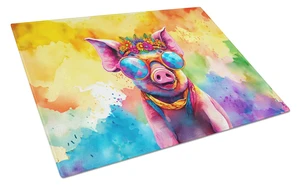 NEW Hippie Animal Pig Glass Cutting Board Decorative Tempered Glass Kitchen Cutting and Serving Board Large Size Chopping Board