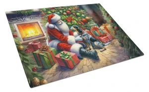 NEW Bluetick Hound and Santa Claus Glass Cutting Board Decorative Tempered Glass Kitchen Cutting and Serving Board Large Size Ch