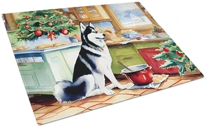 NEW Siberian Husky Christmas Cookies Glass Cutting Board Decorative Tempered Glass Kitchen Cutting and Serving Board Large Size