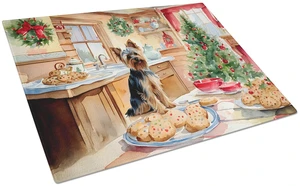 NEW Yorkshire Terrier Yorkie Christmas Cookies Glass Cutting Board Decorative Tempered Glass Kitchen Cutting and Serving Board L