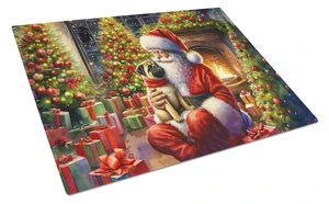 NEW Fawn Pug and Santa Claus Glass Cutting Board Decorative Tempered Glass Kitchen Cutting and Serving Board Large Size Chopping