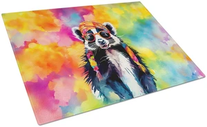 Hippie Animal Skunk Glass Cutting Board Decorative Tempered Glass Kitchen Cutting and Serving Board Large Size Chopping Board