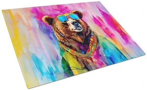 Hippie Animal Grizzly Bear Glass Cutting Board Decorative Tempered Glass Kitchen Cutting and Serving Board Large Size Chopping B Hippie Animal Grizzly Bear Glass Cutting Board Decorative Tempered Glass Kitchen Cutting and Serving Board Large Size Chopping B