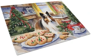 NEW Sheltie Christmas Cookies Glass Cutting Board Decorative Tempered Glass Kitchen Cutting and Serving Board Large Size Choppin