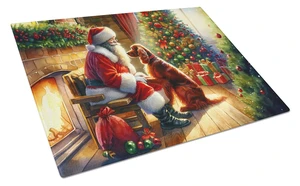 NEW Irish Setter and Santa Claus Glass Cutting Board Decorative Tempered Glass Kitchen Cutting and Serving Board Large Size Chop