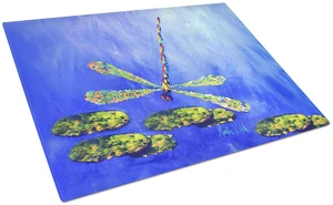 Blue Dragonfly Glass Cutting Board Decorative Tempered Glass Kitchen Cutting and Serving Board Large Size Chopping Board Blue Dragonfly Glass Cutting Board Decorative Tempered Glass Kitchen Cutting and Serving Board Large Size Chopping Board