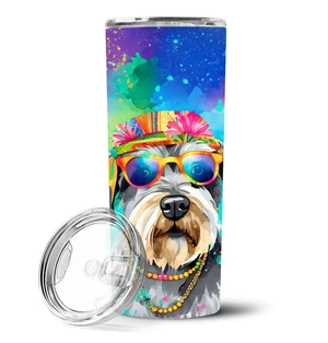 Schnauzer Hippie Dawg Stainless Steel Skinny Tumbler Vacuum Double Walled Reusable Insulated Tumbler Travel Cup for Coffee Cockt