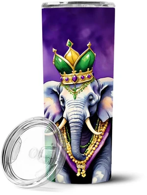 Elephant King of Mardi Gras Stainless Steel Skinny Tumbler Vacuum Double Walled Reusable Insulated Tumbler Travel Cup for Coffee Elephant King of Mardi Gras Stainless Steel Skinny Tumbler Vacuum Double Walled Reusable Insulated Tumbler Travel Cup for Coffee