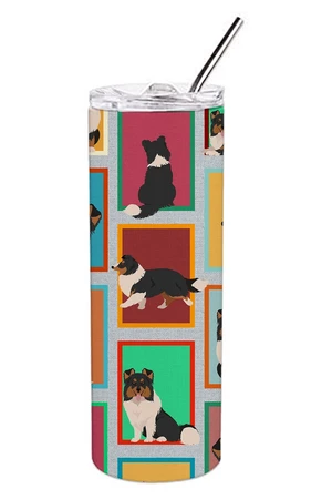 Lots of Tricolor Sheltie Stainless Steel Skinny Tumbler Vacuum Double Walled Reusable Insulated Tumbler Travel Cup for Coffee Co Lots of Tricolor Sheltie Stainless Steel Skinny Tumbler Vacuum Double Walled Reusable Insulated Tumbler Travel Cup for Coffee Co