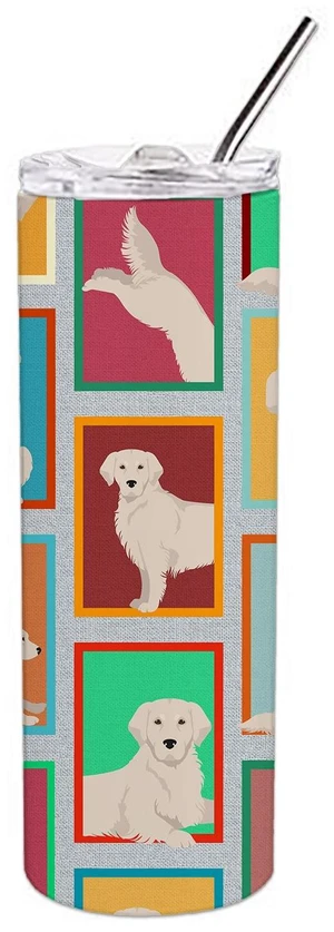 Lots of Cream Golden Retriever Stainless Steel Skinny Tumbler Vacuum Double Walled Reusable Insulated Tumbler Travel Cup for Cof Lots of Cream Golden Retriever Stainless Steel Skinny Tumbler Vacuum Double Walled Reusable Insulated Tumbler Travel Cup for Cof