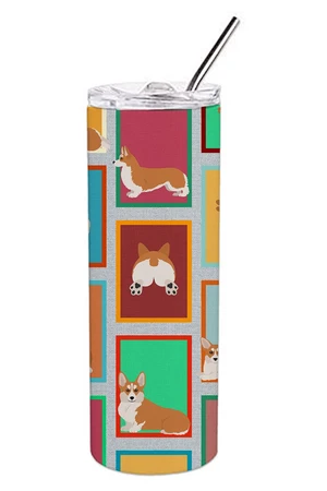 Lots of Red and White Pembroke Corgi Stainless Steel Skinny Tumbler Vacuum Double Walled Reusable Insulated Tumbler Travel Cup f Lots of Red and White Pembroke Corgi Stainless Steel Skinny Tumbler Vacuum Double Walled Reusable Insulated Tumbler Travel Cup f