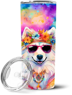Samoyed Hippie Dawg Stainless Steel Skinny Tumbler Vacuum Double Walled Reusable Insulated Tumbler Travel Cup for Coffee Cocktai