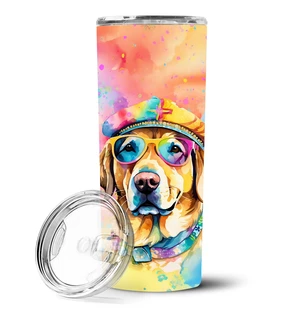 Yellow Labrador Hippie Dawg Stainless Steel Skinny Tumbler Vacuum Double Walled Reusable Insulated Tumbler Travel Cup for Coffee