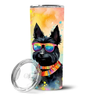 Scottish Terrier Hippie Dawg Stainless Steel Skinny Tumbler Vacuum Double Walled Reusable Insulated Tumbler Travel Cup for Coffe