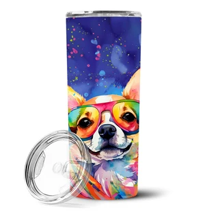 Chihuahua Hippie Dawg Stainless Steel Skinny Tumbler Vacuum Double Walled Reusable Insulated Tumbler Travel Cup for Coffee Cockt
