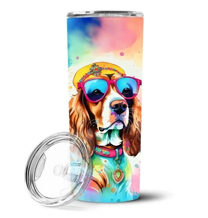 Cavalier Spaniel Hippie Dawg Stainless Steel Skinny Tumbler Vacuum Double Walled Reusable Insulated Tumbler Travel Cup for Coffe
