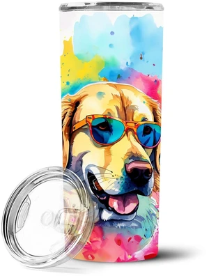 Yellow Labrador Hippie Dawg Stainless Steel Skinny Tumbler Vacuum Double Walled Reusable Insulated Tumbler Travel Cup for Coffee