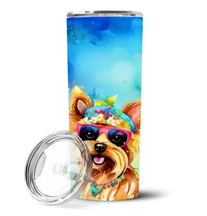 Yorkshire Terrier Hippie Dawg Stainless Steel Skinny Tumbler Vacuum Double Walled Reusable Insulated Tumbler Travel Cup for Coff