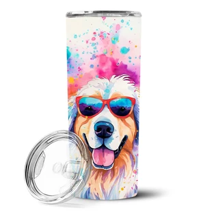 Great Pyrenees Hippie Dawg Stainless Steel Skinny Tumbler Vacuum Double Walled Reusable Insulated Tumbler Travel Cup for Coffee