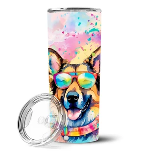 German Shepherd Hippie Dawg Stainless Steel Skinny Tumbler Vacuum Double Walled Reusable Insulated Tumbler Travel Cup for Coffee
