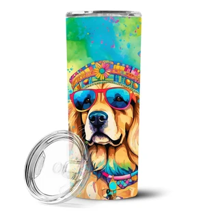 Golden Retriever Hippie Dawg Stainless Steel Skinny Tumbler Vacuum Double Walled Reusable Insulated Tumbler Travel Cup for Coffe