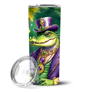 Alligator King of Mardi Gras Stainless Steel Skinny Tumbler Vacuum Double Walled Reusable Insulated Tumbler Travel Cup for Coffe Alligator King of Mardi Gras Stainless Steel Skinny Tumbler Vacuum Double Walled Reusable Insulated Tumbler Travel Cup for Coffe