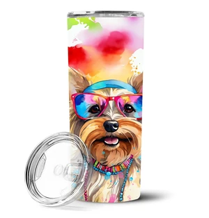 Yorkshire Terrier Hippie Dawg Stainless Steel Skinny Tumbler Vacuum Double Walled Reusable Insulated Tumbler Travel Cup for Coff