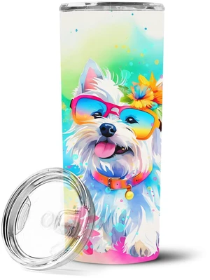Westie Hippie Dawg Stainless Steel Skinny Tumbler Vacuum Double Walled Reusable Insulated Tumbler Travel Cup for Coffee Cocktail