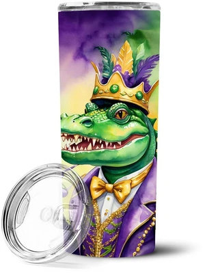 Alligator King of Mardi Gras Stainless Steel Skinny Tumbler Vacuum Double Walled Reusable Insulated Tumbler Travel Cup for Coffe Alligator King of Mardi Gras Stainless Steel Skinny Tumbler Vacuum Double Walled Reusable Insulated Tumbler Travel Cup for Coffe