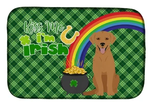 NEW Red Fox Labrador Retriever St. Patrick's Day Dish Drying Mat Absorbent Dish Drying Mat Pad for Kitchen Counter Dish Drainer