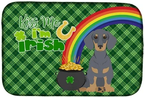 NEW Blue and Tan Dachshund St. Patrick's Day Dish Drying Mat Absorbent Dish Drying Mat Pad for Kitchen Counter Dish Drainer Mat