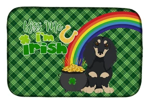 NEW Longhair Black and Cream Dachshund St. Patrick's Day Dish Drying Mat Absorbent Dish Drying Mat Pad for Kitchen Counter Dish NEW Longhair Black and Cream Dachshund St. Patrick's Day Dish Drying Mat Absorbent Dish Drying Mat Pad for Kitchen Counter Dish