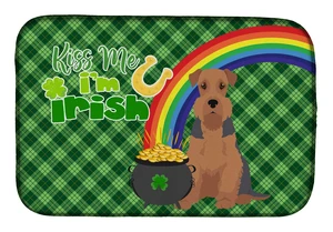NEW Grizzle and Tan Airedale Terrier St. Patrick's Day Dish Drying Mat Absorbent Dish Drying Mat Pad for Kitchen Counter Dish Dr