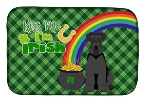 NEW Black Natural Ears Schnauzer St. Patrick's Day Dish Drying Mat Absorbent Dish Drying Mat Pad for Kitchen Counter Dish Draine