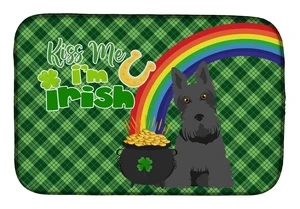 NEW Black Scottish Terrier St. Patrick's Day Dish Drying Mat Absorbent Dish Drying Mat Pad for Kitchen Counter Dish Drainer Mat