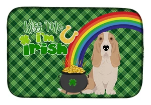NEW Lemon and White Tricolor Basset Hound St. Patrick's Day Dish Drying Mat Absorbent Dish Drying Mat Pad for Kitchen Counter Di