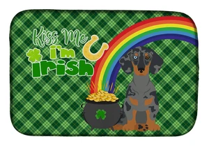 NEW Black Dapple Dachshund St. Patrick's Day Dish Drying Mat Absorbent Dish Drying Mat Pad for Kitchen Counter Dish Drainer Mat